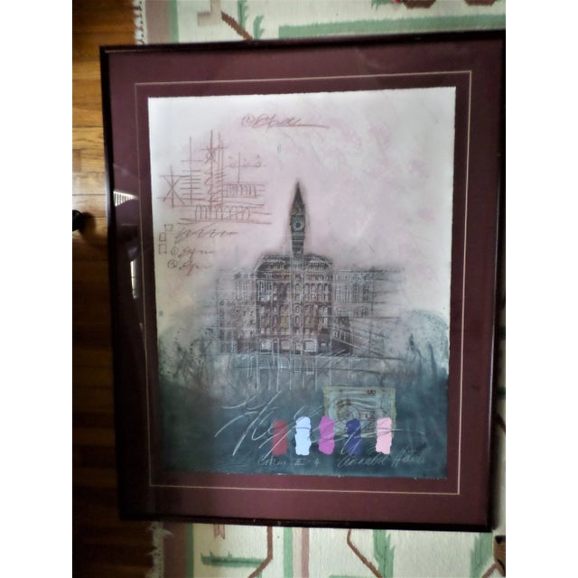 Industrial 1970s "Cities III - 4" Architectural Surrealist Work on Paper, Framed For Sale - Image 3 of 9