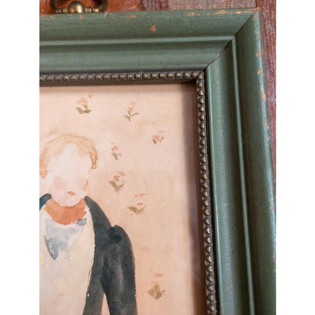 19th Century American Folk Art Watercolor Portrait of a Gentleman For Sale - Image 9 of 10