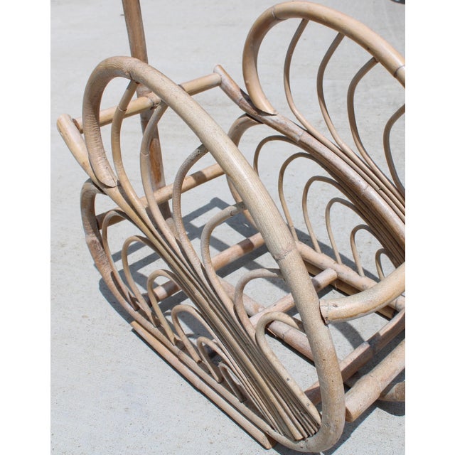 Large Vintage Rattan Basket With Handle For Sale In Tulsa - Image 6 of 10