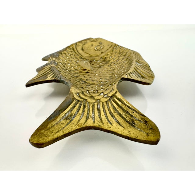 Metal Vintage Cast Brass Fish Platter For Sale - Image 7 of 8