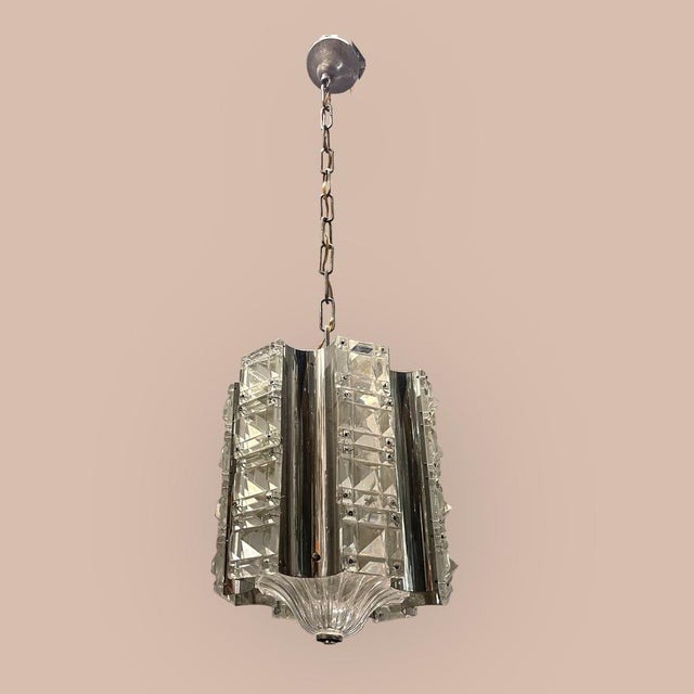 Cut Crystal & Chrome Pendant Light, 1970s For Sale - Image 14 of 14