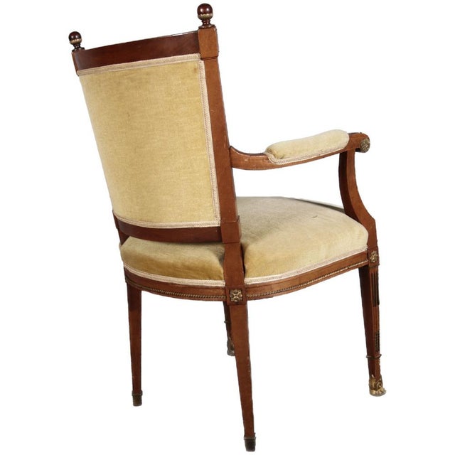 Baroque Set of Antique Empire Armchairs with Bronze Applications, 1800 For Sale - Image 3 of 18