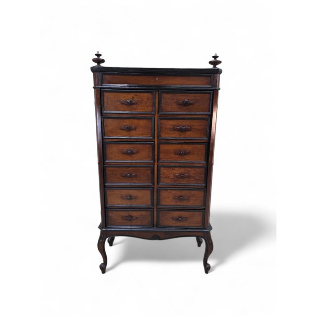 Antique Lock-Side 13 Drawer Filing Cabinet With Opening Side Panel For Sale - Image 9 of 10