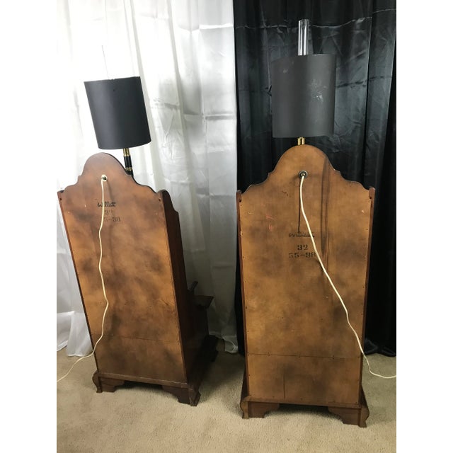 Curved Willett Tall Walnut Nightstands With Lights, Mid-Century Modern - Set of 2, 1938 For Sale In Phoenix - Image 6 of 12