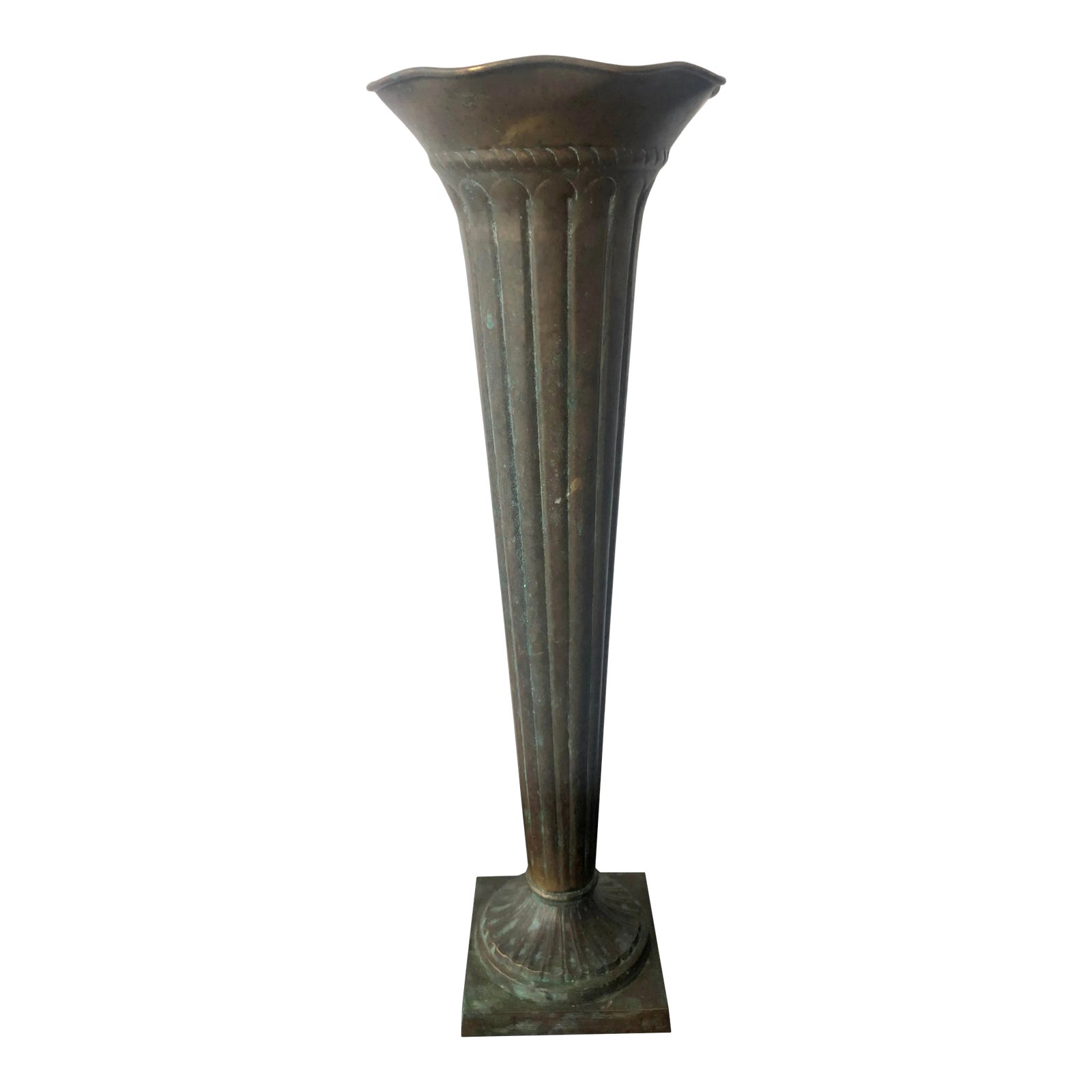 Antique Italian Fluted Copper Trumpet Vase Chairish