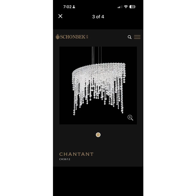 Modern Schonbek Chantant Crystal Ch3612 Chandeliers – Pair For Sale - Image 3 of 4