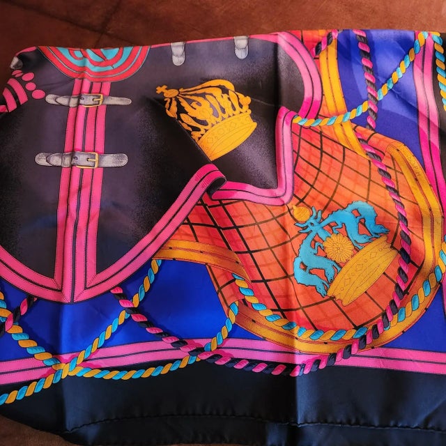 1980s Hermès Silk Scarf Grande Tenue by Designer Henri D' Origny Boxed For Sale - Image 10 of 14