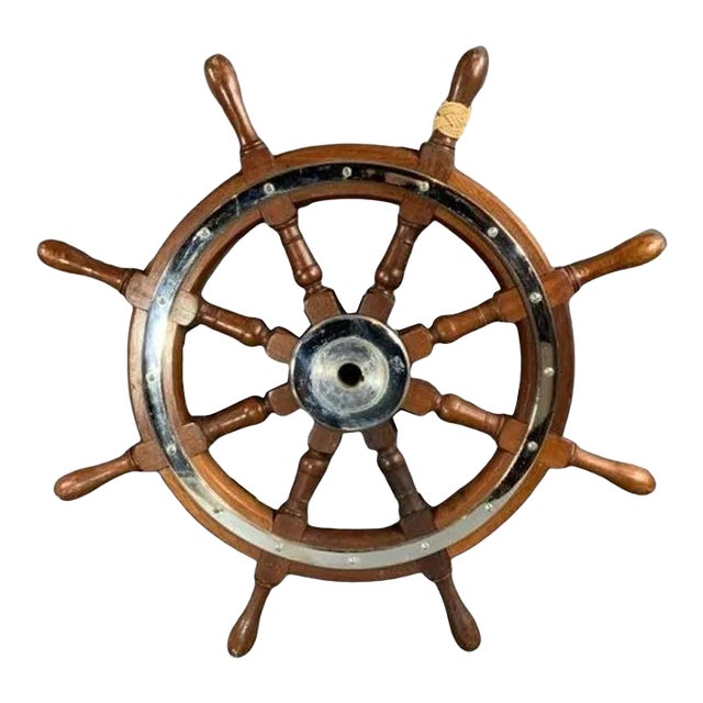 Ship's Wheel with Chrome Trim For Sale
