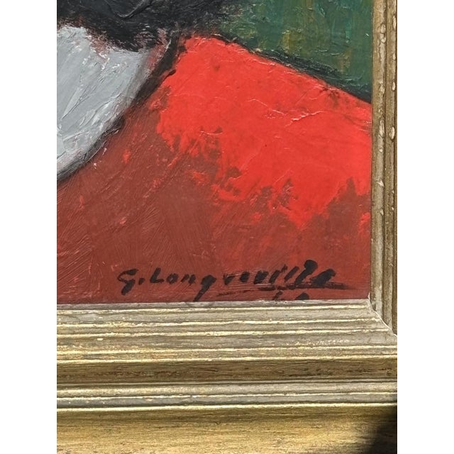Modern Georges Longueville, Portrait, Oil on Panel, Framed For Sale - Image 3 of 5