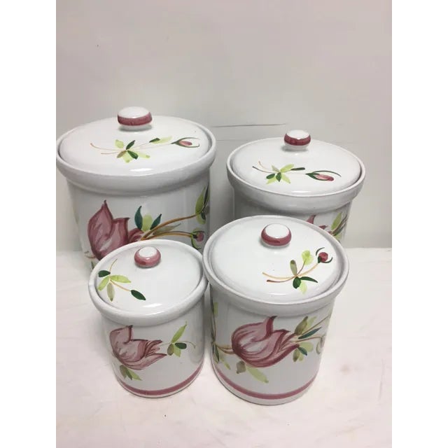 Vintage Hand Painted Terracotta Canisters Set of 4 Chairish