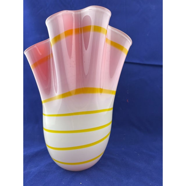 Mid-Century Modern Vintage MCM Murano Style Fazzoletto Handkerchief Art Glass Vase For Sale - Image 3 of 3