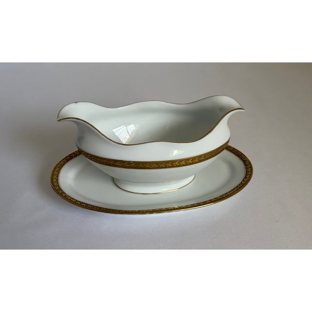 White 1920s Royal Bayreuth Gold-Encrusted Porcelain Dinner Service for Six For Sale - Image 8 of 16