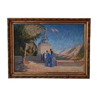 Charles Andréani, Personnages Orientaux devant la statue Diane, Oil on Canvas, Framed For Sale