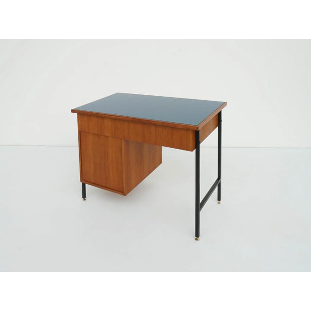 1950s Small Italian Desk with Drawers in Blue Glass, 1950s For Sale - Image 5 of 7