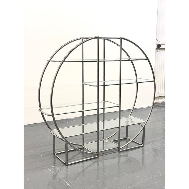 Bauhaus Round Shelving with Tubular Frame and Glass Shelves, in Very Good conditions. Designed 1970 to 1979