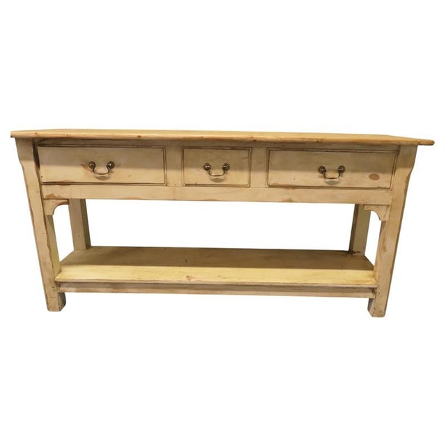 Cream 20th Century Rustic Painted Pine Pot Board Dresser, 1970s For Sale - Image 8 of 8