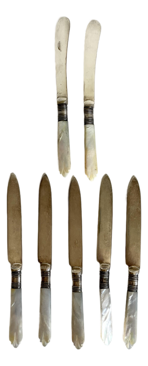 Late 19th Century Mother-of-Pearl & Silver Plate Spreaders – Set of 7