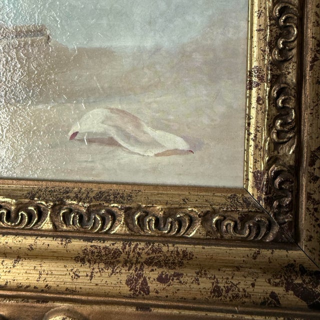 Vintage Impressionist Style Magnolia Still Life Painting in Distressed Gilt Frame, Signed For Sale - Image 4 of 8
