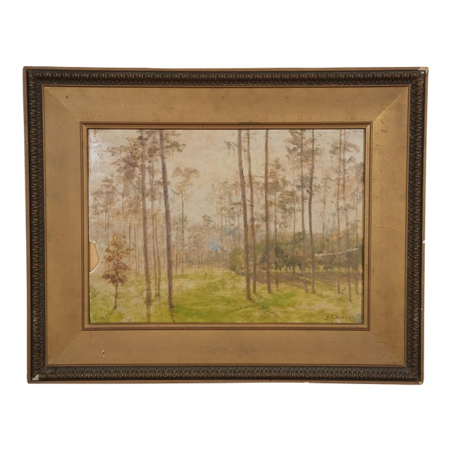 Antique James Craig Nicoll Autumn Forest Original Oil Painting on Paper 20", Framed For Sale