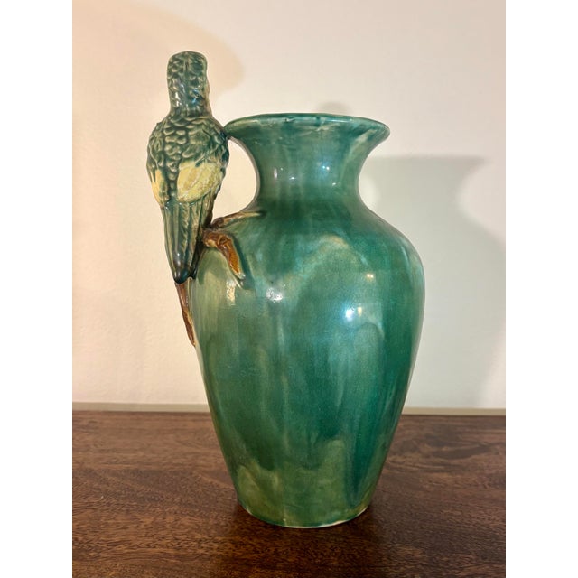 Mediterranean 1950s Italian Majolica Coastal Parrot Vase - Hand Painted Ceramic For Sale - Image 3 of 6