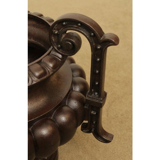 Antique Cast Iron Urns - A Pair For Sale - Image 11 of 13