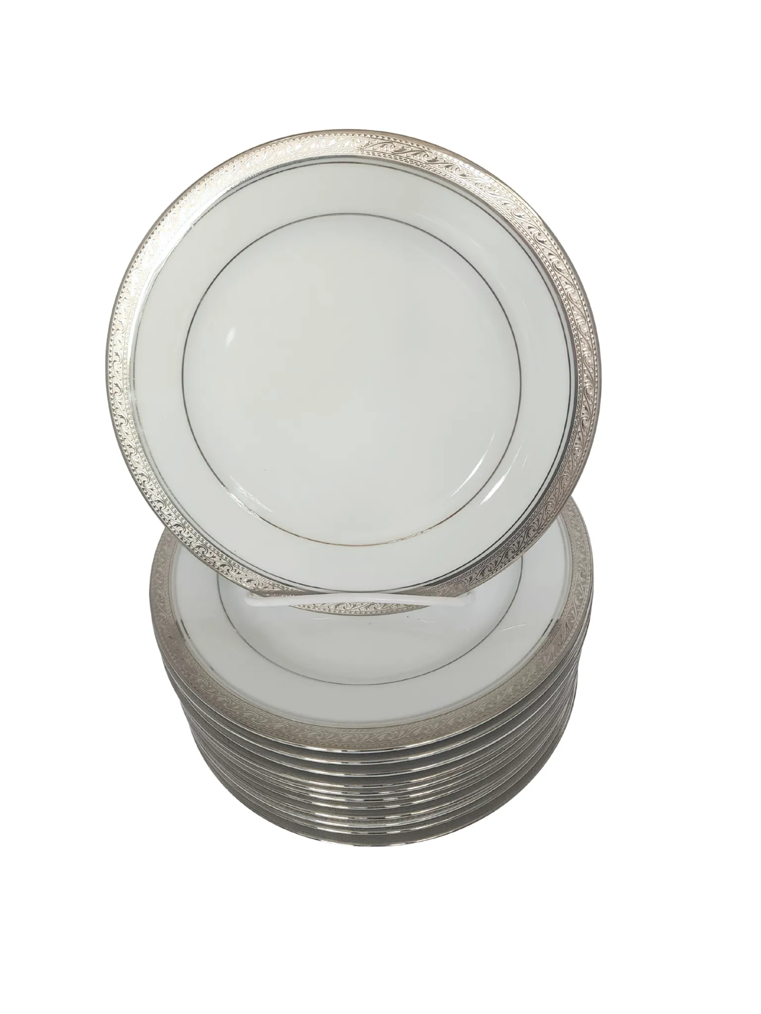 thumbnail image 2 of Noritake Crestwood Platinum Saucers - 6 Inch White Porcelain Set Of 4 2 of 5