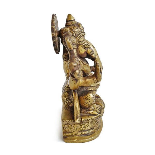 Indian Vintage Brass Ganesha Figure For Sale - Image 3 of 5