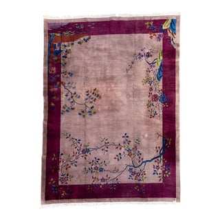 A Sensational Antique 10'x14' Purple Ground Art Deco Chinese Rug Circa 1920 For Sale