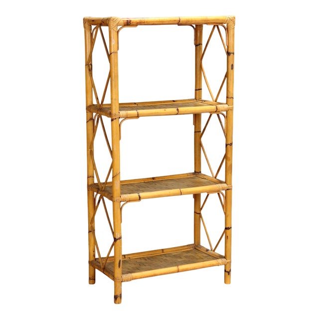 Vintage Bookcase in Bamboo, 1980s For Sale