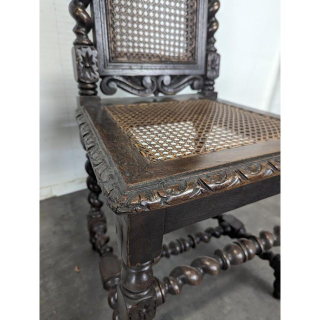Louis XIII Style Chairs in Twisted Caned Oak, Set of 2 For Sale - Image 10 of 11