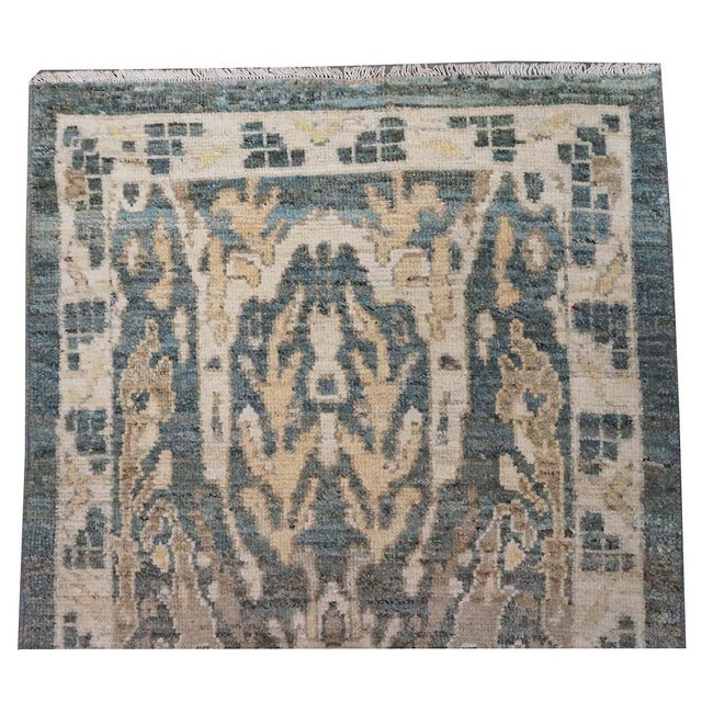 21st Century Turkish Sultanabad Master 3x14 Slate Blue, Ivory, & Tan Handmade Runner Rug #1144100 For Sale - Image 9 of 11