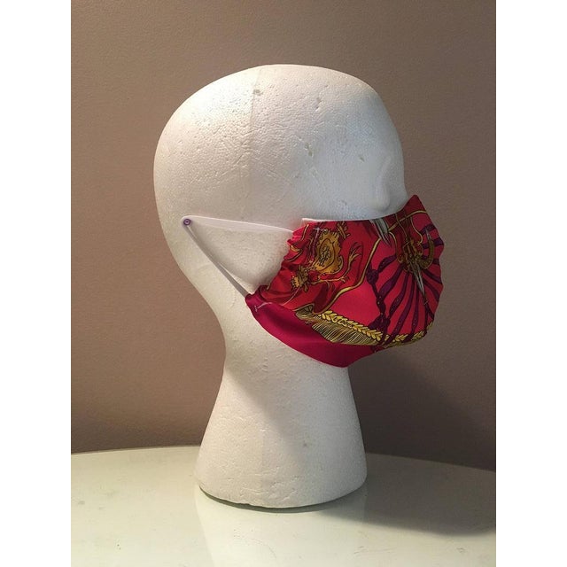 Textile Handmade Vintage Hermes Caparacon de la France et de L'Inde Silk Scarf Face Mask For Sale - Image 7 of 10