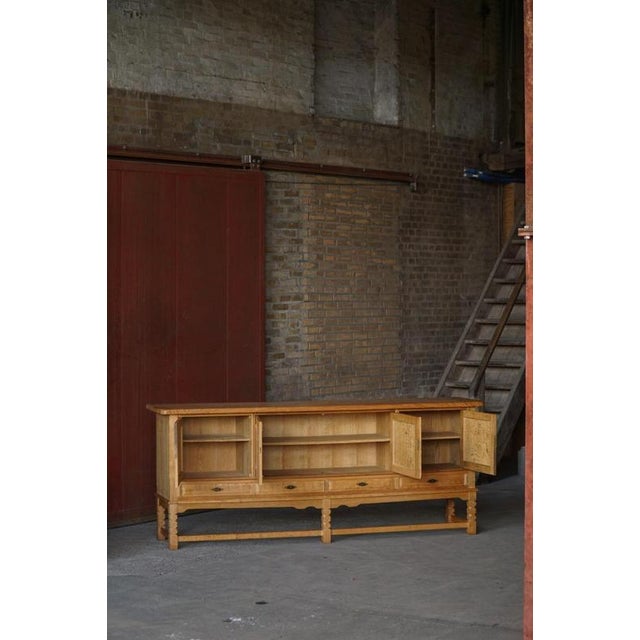Mid-Century Brutalist Danish Sideboard in Oak by Henning Kjærnulf, 1960s For Sale - Image 6 of 18
