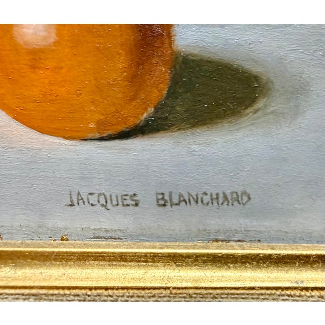 Beautiful mid-century tabletop "Nature Morte" (Still Life) oil painting by listed French artist Jacques Blanchard...