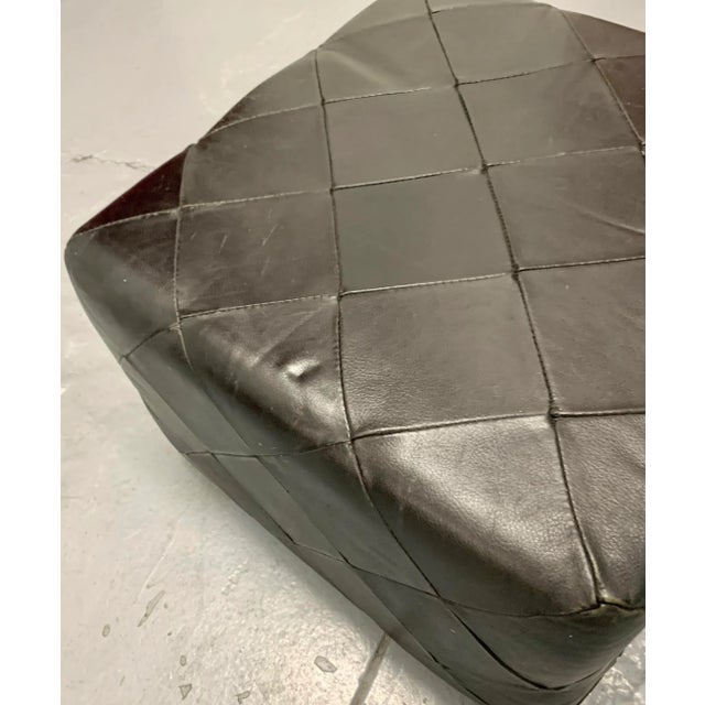 Animal Skin Mid 20th Century Danish Leather Patchwork Pouf/Ottoman - a Pair For Sale - Image 7 of 8