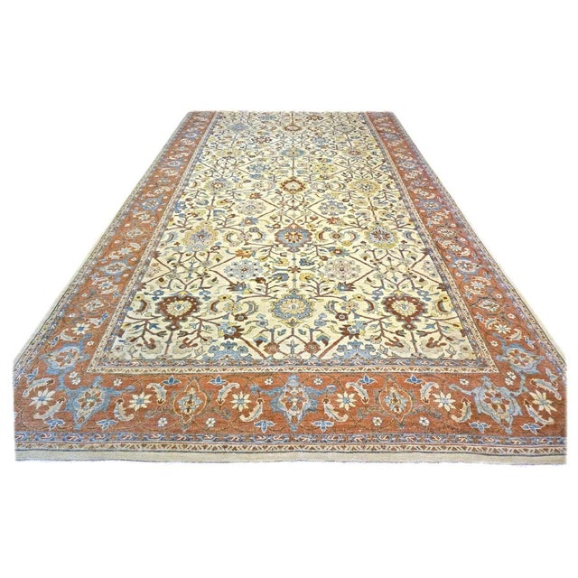 Persian Sultanabad Masters Wool 11x35 Rust, Light Blue & Ivory Handmade Area Rug #1141201 For Sale - Image 4 of 8