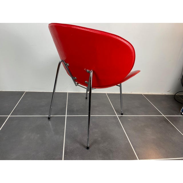 Red Lounge Chair in Vinyl, 1980 For Sale - Image 3 of 9