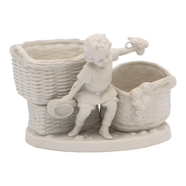 Early 20th Century Parian Figural Group With Baskets For Sale