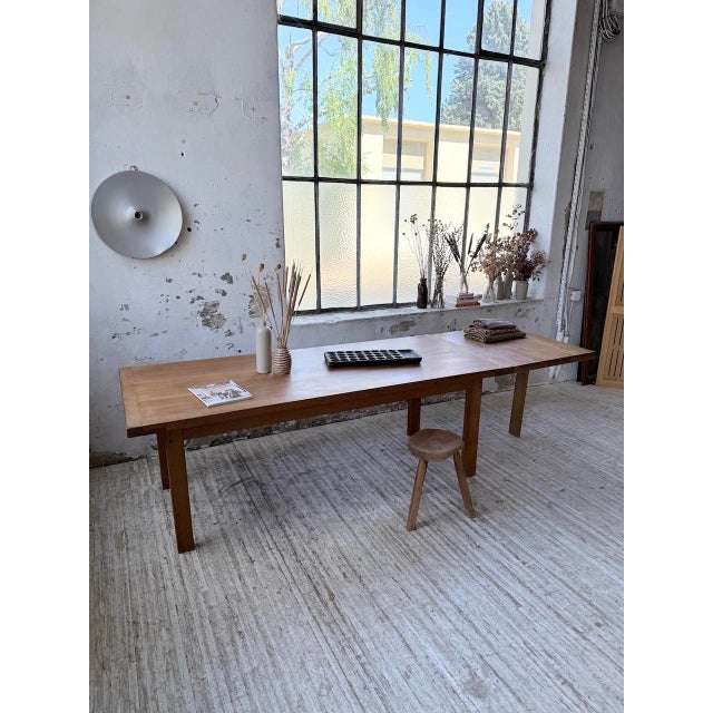Golden Oak Farmhouse Table with Extension, 1960s For Sale - Image 18 of 18