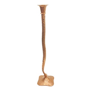 1980s Hessel Studios Handcrafted Solid Copper Candle Holder For Sale
