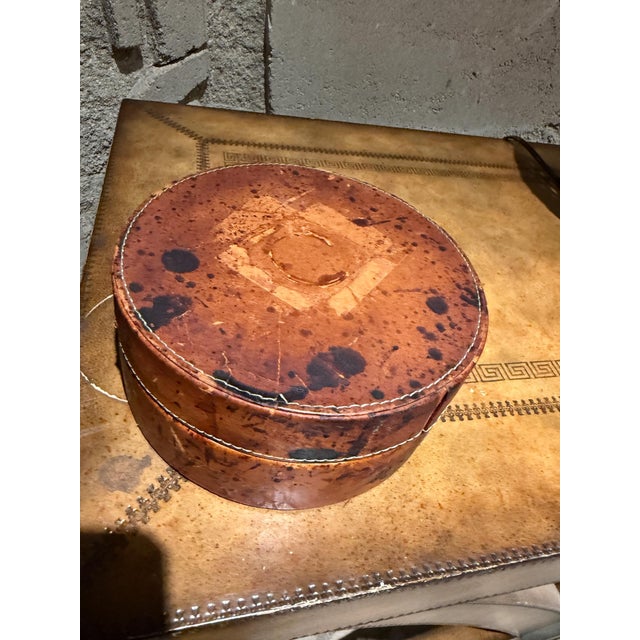 Hermès Rustic Round Lidded Box With a Mottled Brown and Black Finish For Sale - Image 4 of 8