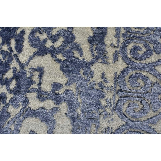 Gray Modern Rug 8’1” X 10’5” Gray Blue Wool/ Viscose Hand-Knotted Oriental Carpet For Sale - Image 8 of 15