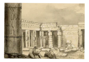 Isabella Foster, Medinet Habu, Luxor, Egypt, 1852, Graphite Drawing