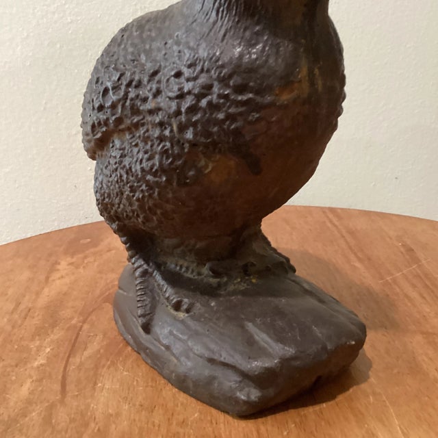 Vintage Heavy Rusted Cast Iron Quail Sculpture For Sale - Image 4 of 12