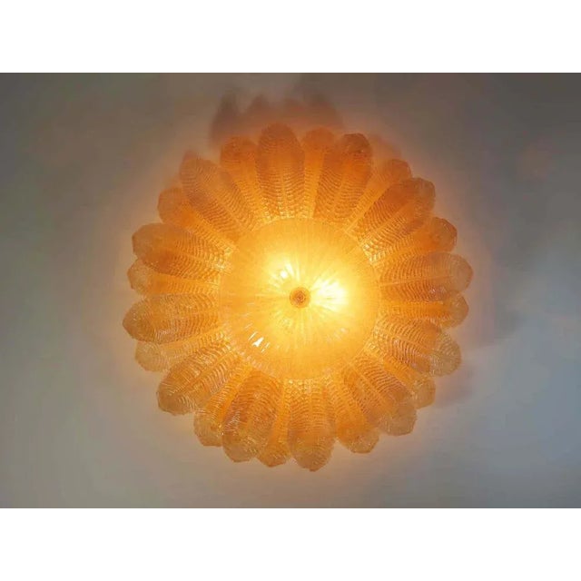 Glass Flower Ceiling Lamp Murano Art Glass in Golden Powder from Barovier, 1990s For Sale - Image 7 of 12