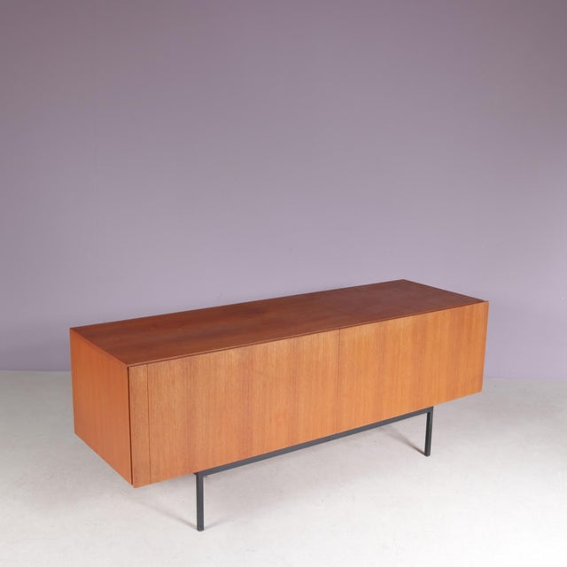Vintage German Teak Sideboard on Black Metal Base by Dieter Wäckerling for Behr, 1950s For Sale - Image 9 of 13