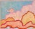 Abstract impressionist landscape of colorful summer clouds over a mountain range. Signed on the lower left and on the...