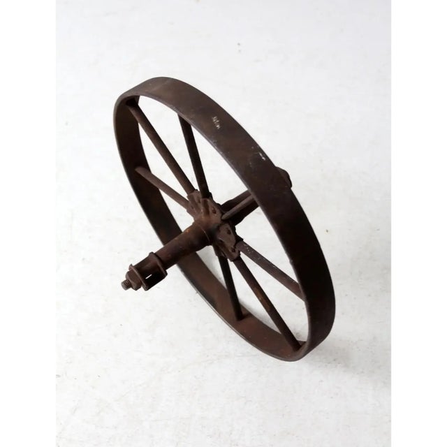 Brown Antique Iron Wheel For Sale - Image 8 of 10