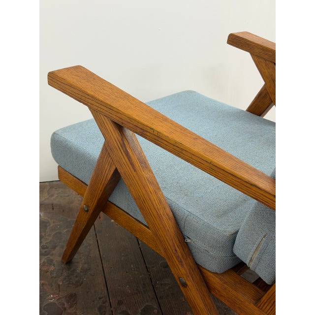 Burnt Orange Mid Century Modern Oak Slat Construction Z Chair, Crawford Furniture For Sale - Image 8 of 14