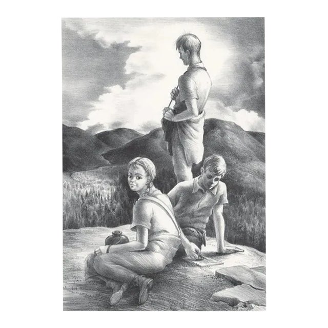 1943 Victoria Huntley Figural Mountain Top Lithograph For Sale
